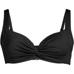 Land’s End Plus Reg retro underwire twist front bikini top adjustable black Var